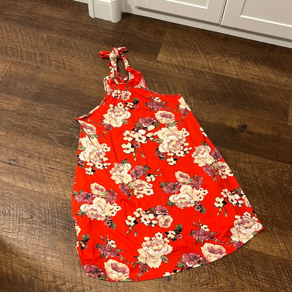 Pink Lily Floral Halter Dress